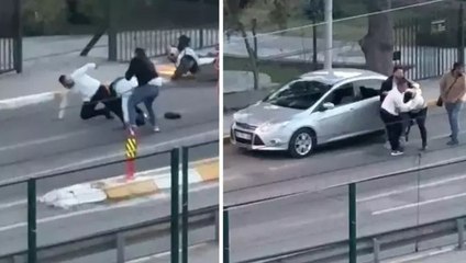 Pendik’te yol verme kavgası: Kasklı, bıçaklı saldırı kamerada