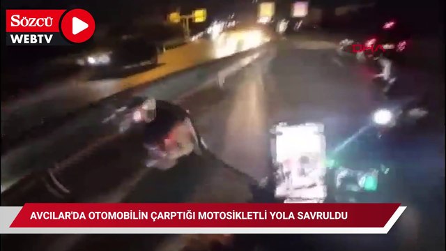 Avcılar'da otomobilin çarptığı motosikletli yola savruldu; araçların altında kalmaktan son anda kurtuldu