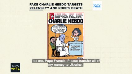 Fake Charlie Hebdo cover shows Zelenskyy exploiting Pope Francis’ death for cash