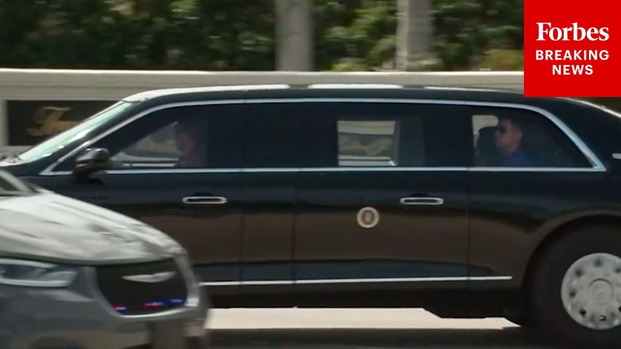 President Trump Departs From Trump International Golf Club In West Palm Beach, Florida