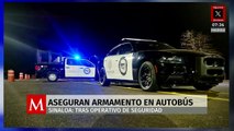 Aseguran arsenal oculto en autobús de pasajeros en la autopista Mazatlán-Culiacán