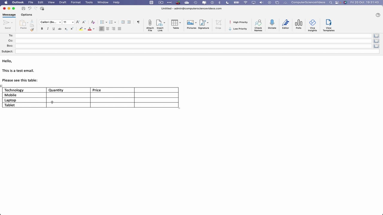 How to INSERT a Table to Your Email On Microsoft Outlook Using a Mac Computer - Basic Tutorial | New