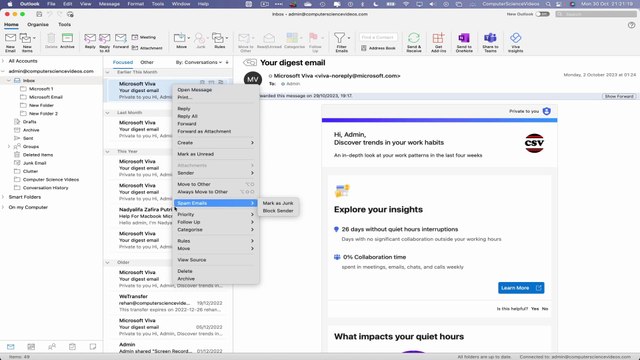 How to MARK an Email as Junk on Microsoft Outlook Using a Mac / Desktop Computer - Basic Tutorial