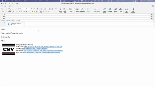 How to FORWARD an Email as an Attachment on Microsoft Outlook Using a Mac Computer - Basic Tutorial