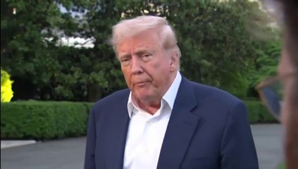 RAW President Trump speaks with reporters outside the White House Sunday night_480p