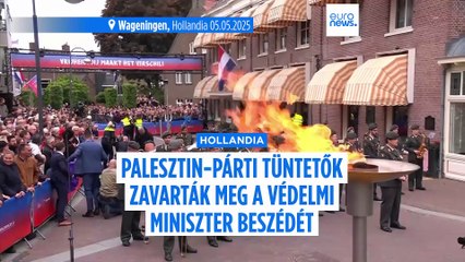 Palesztinpárti tüntetők megzavarták a holland védelmi miniszter beszédét