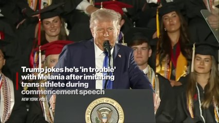 Trump jokes hes in trouble with Melania after imitating trans athlete1080p