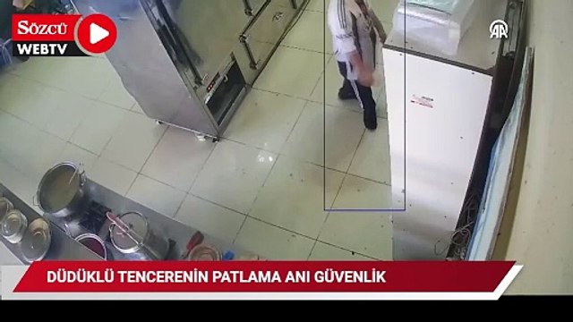 İş yerindeki düdüklü tencerenin patlama anı güvenlik kamerasında