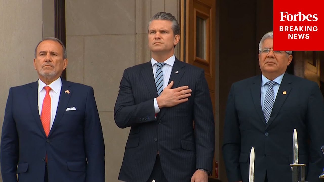 Secretary Of Defense Pete Hegseth Hosts Enhanced Honor Cordon For Peru FM Elmer Schialer