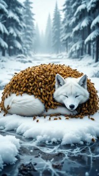 🔹 Frozen in Fear: Wolf Covered in Millions of Yellow Bees! 🐺🐝💛 #foryou #viral #10mviews #animalrescue