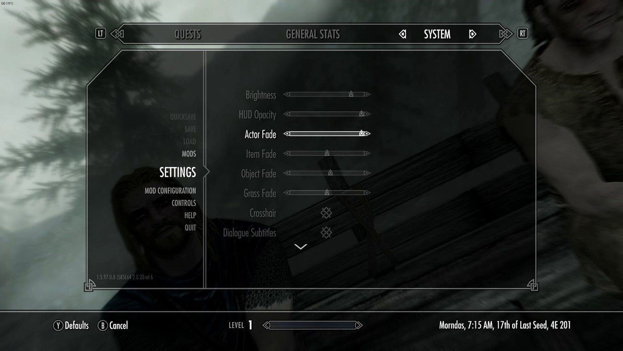 Skyrim SE. Some problem where game is in wrong spot when exiting settings P2