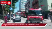Küçükçekmece'de 5 katlı binanın çatı katındaki yangın söndürüldü