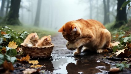Mama Cat’s Loving Embrace: Raising a Baby Bird with Porridge and Kitten Friendship
