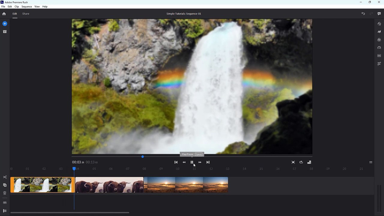 Adobe Premiere Rush 21 Using Transitions