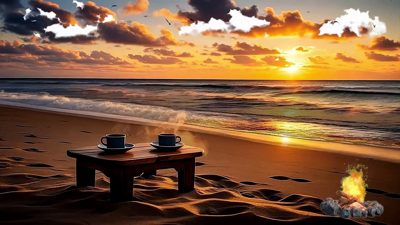 Cozy Sunset Coffee Shop Ambience with Relaxing Jazz Music