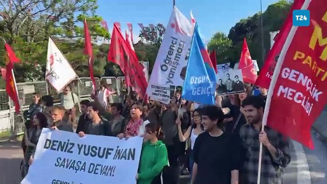“Üç fidan” için Taksim'den Dolmabahçe'ye yürüyüş: LGBTİ+ bayrağı açan bir lise öğrencisine polis müdahale etti