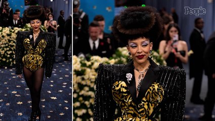 Doja Cat Sports Sculptural Marc Jacobs Bodysuit in Fitting Feline Print at the 2025 Met Gala