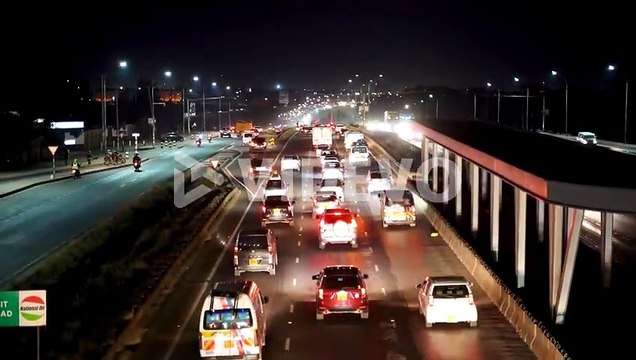 Highway vehicles stuck in a Traffic jam