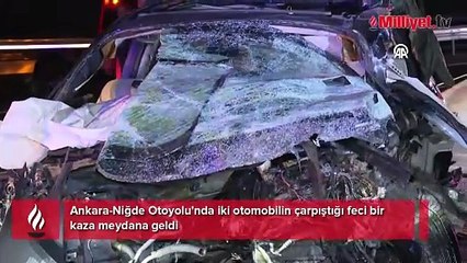 Ankara-Niğde Otoyolu'nda iki otomobil çarpıştı! 4 ölü 1 yaralı