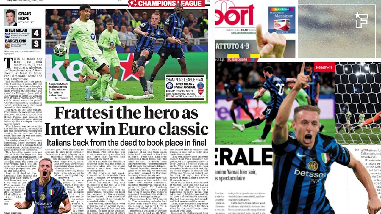 L’Europe sous le choc après ce Inter-Barça légendaire, l’Angleterre croit encore au miracle des Gunners