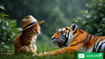 Kitten rescue injured tiger