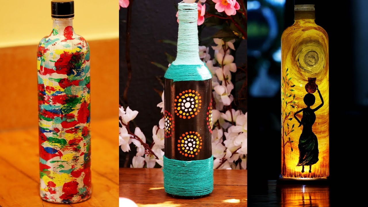 DIY Bottle Art | Easy Glass Bottle Decoration Ideas for Room Decor | USP Craft