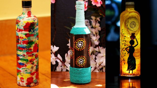 DIY Bottle Art | Easy Glass Bottle Decoration Ideas for Room Decor | USP Craft