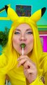 Pikachu's Lipstick Sneaking Hack with Lollipop 🍭💄#usa #highschool #trendingusa