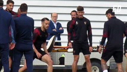 Orta y Pepe Castro vigilan el entreno del Sevilla