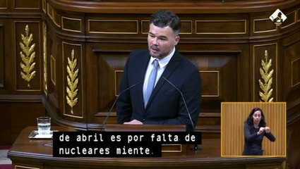 Rufián carga contra la derecha por apoyar al "lobby nuclear"