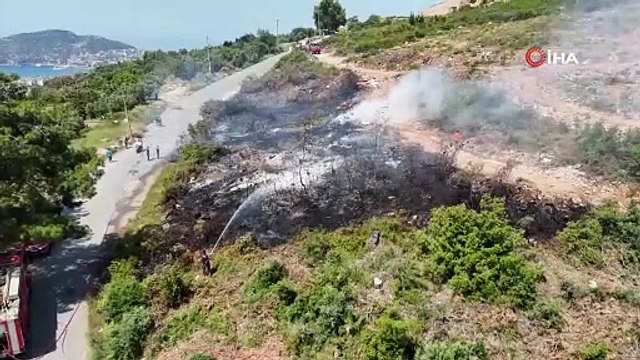 Alanya’da makilik alandaki yangın ormana sıçramadan söndürüldü