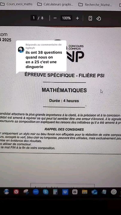 CCINP Maths 1 PSI Question 18.Intégrale, forme canonique d'un polynôme de degré 2 et primitive.#integrale #primitive #ccinp