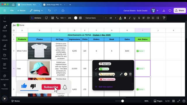 How to Add Dropdown Menus in Canva Sheets