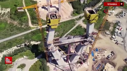 Kanal İstanbul'un ilk köprüsünün ayakları 100 metreyi aştı