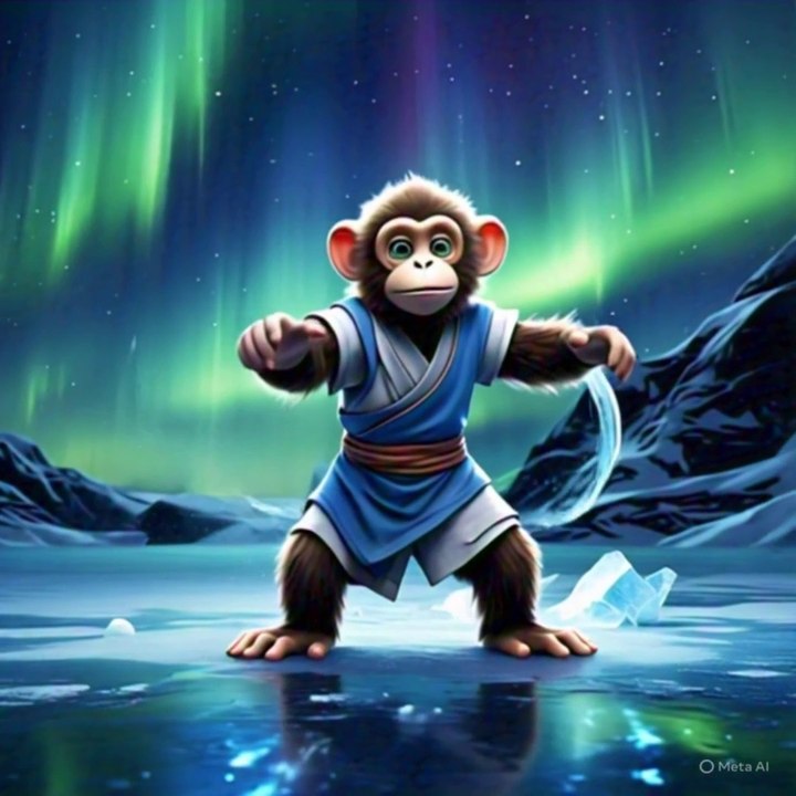 Monkey Waterbender Performing Ice Moves| Earth Kingdom Monkey in Combat Stance
