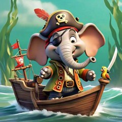 Superhero Elephant in a Cape | Wizard Elephant with a Magic Wand | Pirate Elephant Captain on a Tiny Ship