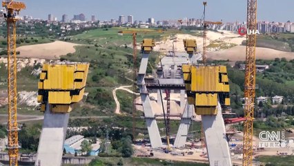 Kanal İstanbul'dan son görüntü: Sazlıdere Köprüsü'nün ayakları 100 metreyi aştı