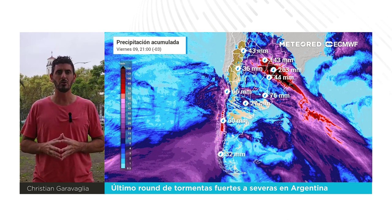 Último round de tormentas fuertes a severas en Argentina