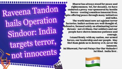Raveena Tandon hails Operation Sindoor: India targets terror, not innocents