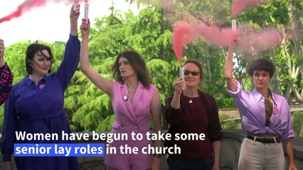 Women launch pink smoke protest for equality in Catholic Church as conclave begins
