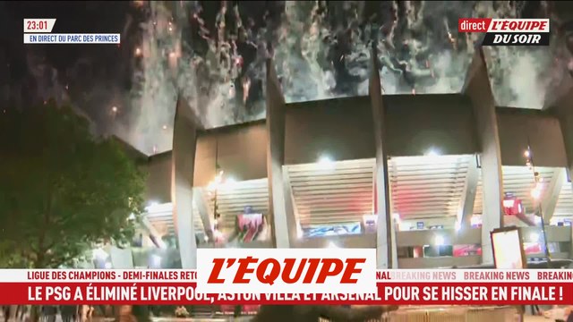 Un feu d'artifice au Parc des Princes pour fêter la qualification pour la finale - Foot - C1 - PSG