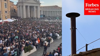 Massive Crowd Gathers In St. Peter's Square As First Smoke From Conclave Expected Soon