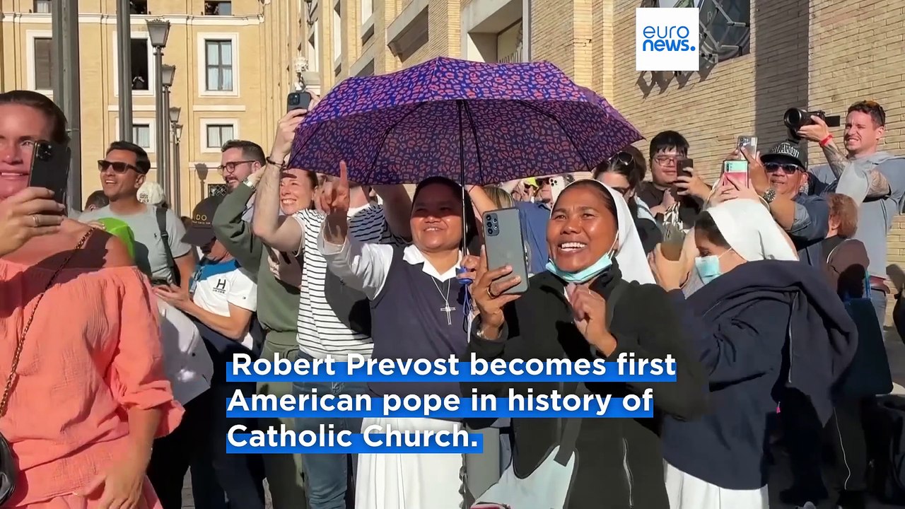 Pope Leo XIV addresses Vatican crowd as new leader of the Catholic Church