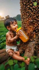 inosent baby catch honey bees rescue by team