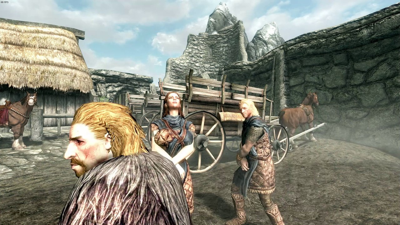 Skyrim SE. Alduin comes to Helgen Scene in a different angle P2