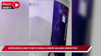 İki kardeşi öldüren şüpheli Hüseyin S.elinde poşetle binaya girdiği anlar