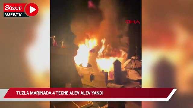 Tuzla marinada 4 tekne alev alev yandı