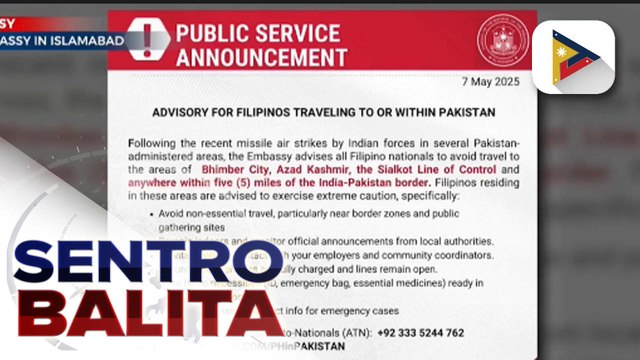 Mga Pilipino sa India at Pakistan, nananatiling ligtas sa gitna ng tumitinding girian ayon sa DFA; mga kababayan natin doon, patuloy na pinag-iingat