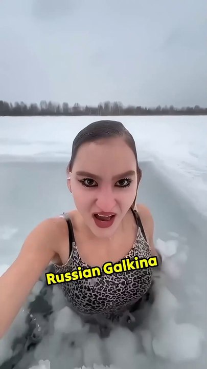 Russian Galkina Aniska Shocks the World -- 24 Hours in -27°C Ice! 🧊🏔️ #shorts #icequeen