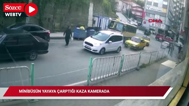 Minibüsün yayaya çarptığı kaza kamerada
